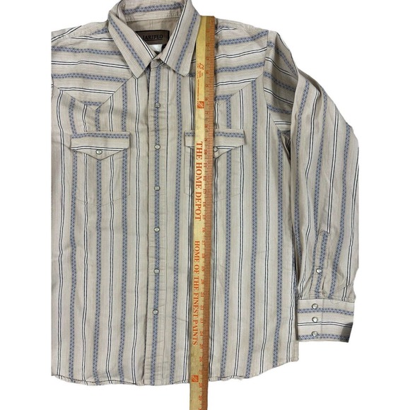 Jaripeo Tan‎ Striped Pearl Snap Long Sleeve Men Sz M/38 - Picture 5 of 6